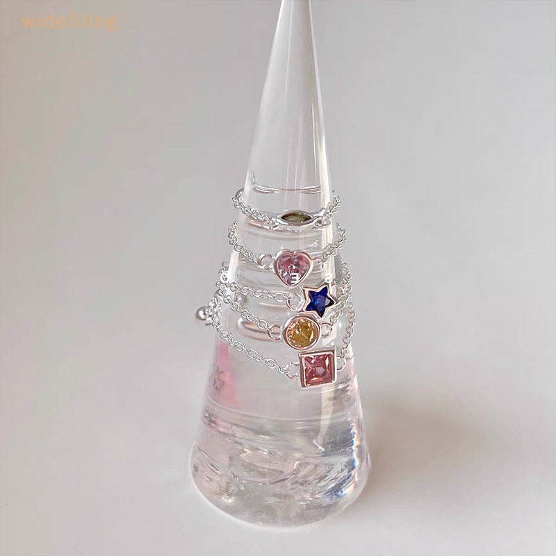 Nhẫn Đính Hôn Mạ Vàng / Bạc 2K Đính Đá Zircon Hình Trái Tim Thời Trang Có Thể Điều Chỉnh Cho Nữ