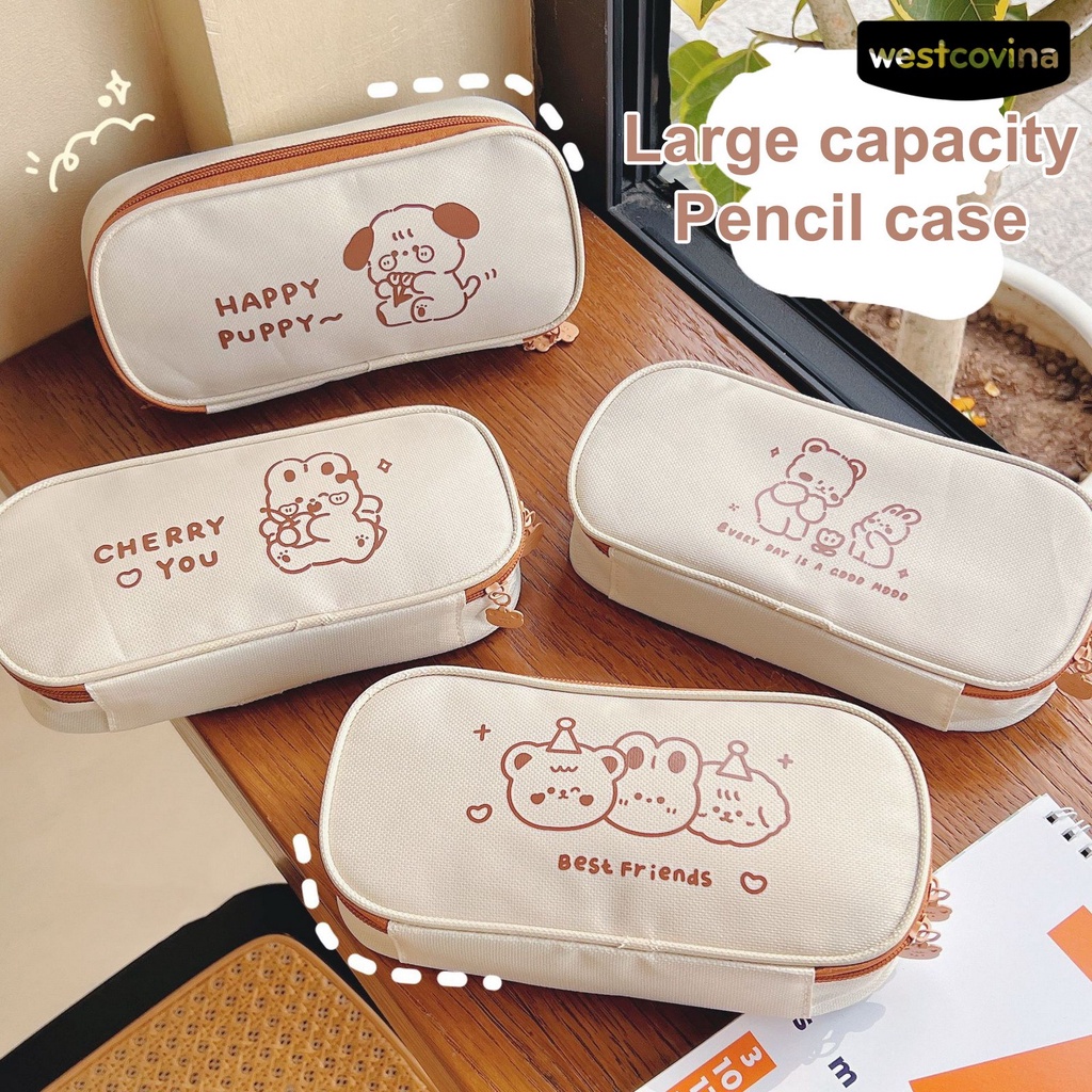 [WSTN]✎Túi Đựng Bút Dạng Lưới In Họa Tiết Gấu Hoạt Hình Dễ Thương