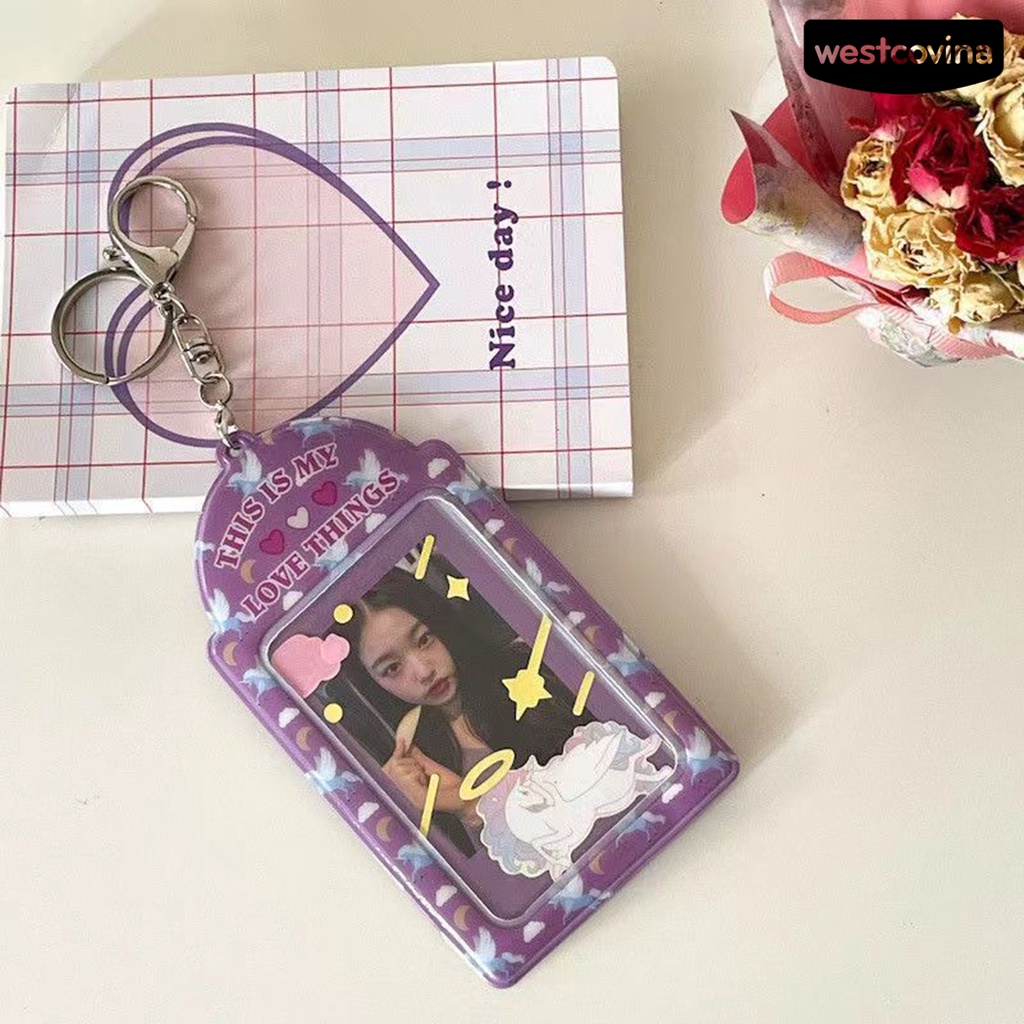 [WSTN]✎Bao Đựng Thẻ ID Giả Da Chống Mòn Họa Tiết Độc Đáo Kèm Dây Đeo Sợi Xích Thời Trang