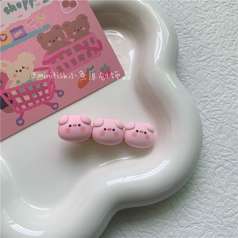 Kẹp Tóc Hình Chú Heo Hồng Dễ Thương Phong Cách Hàn Quốc