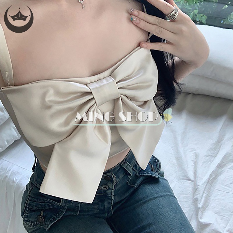 Áo Hai Dây Mùa Hè Màu Sắc Trơn Hở Lưng Gợi Cảm Cho Nữ