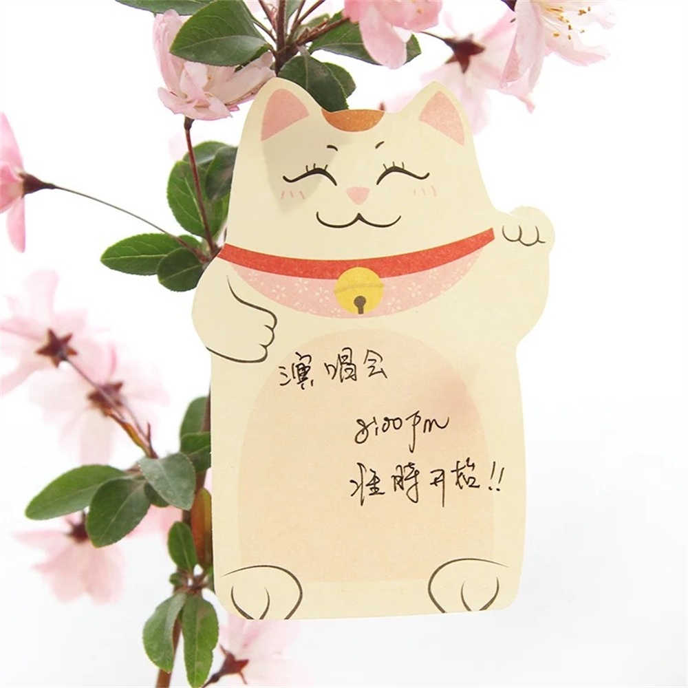 Giấy Ghi Chú Để Bàn Hình Mèo May Mắn Dễ Thương