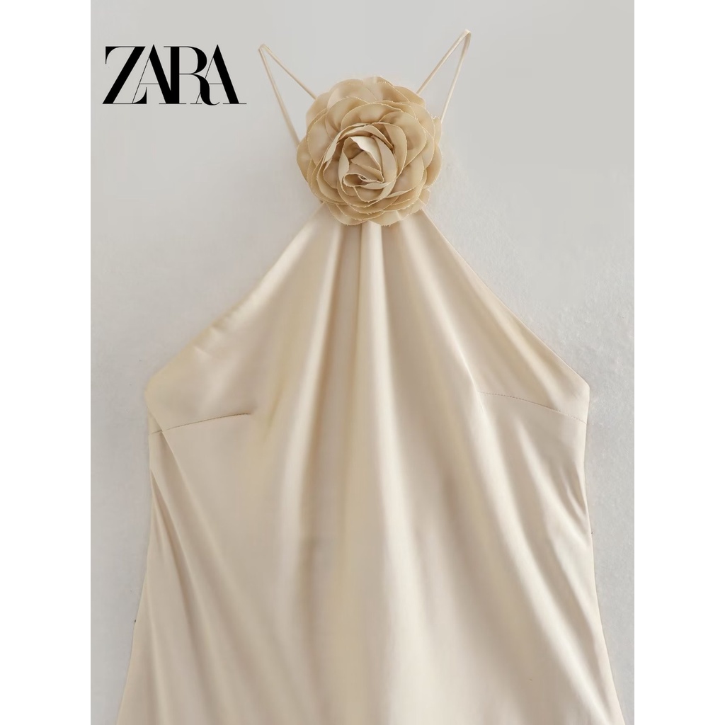 Đầm Dài Màu Trơn Cột Dây Thời Trang Zara Sang Trọng Cho Nữ