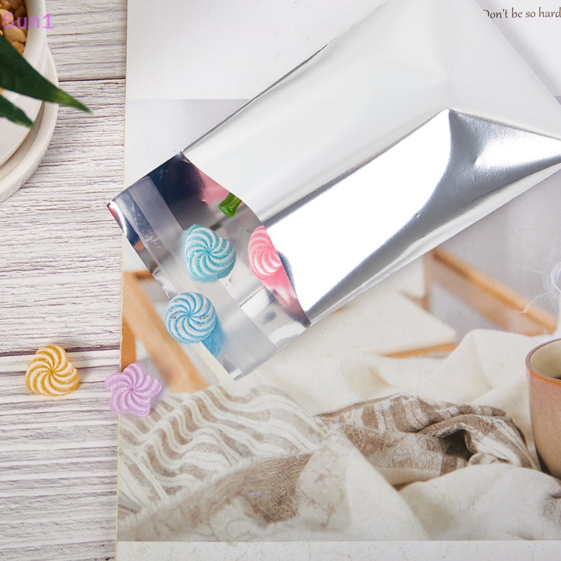 Sun1 > Túi Zip Lá Nhôm Phẳng Có Thể Đóng Lại Chống Nước Đựng Thẻ Màu Bạc Bảo Vệ Tốt