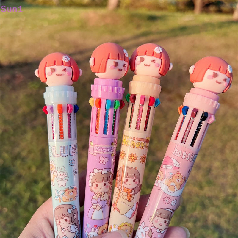 Bút Bi Ngòi 0.7mm 10 Màu Họa Tiết Hoạt Hình Xinh Xắn