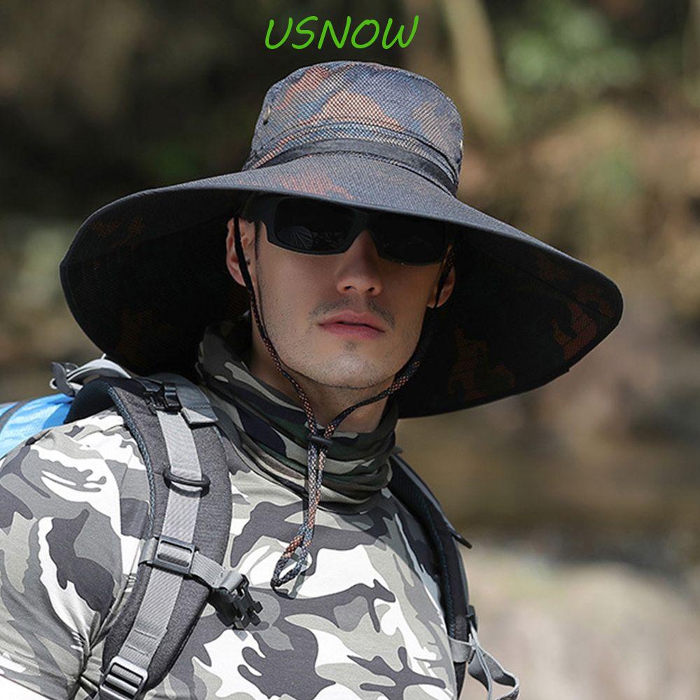 USNOW Mũ Tai Bèo Chất Liệu Polyester Thoáng Khí Chống Tia UV Họa Tiết Rằn Ri Thời Trang Mùa Hè Cho Nam Sự