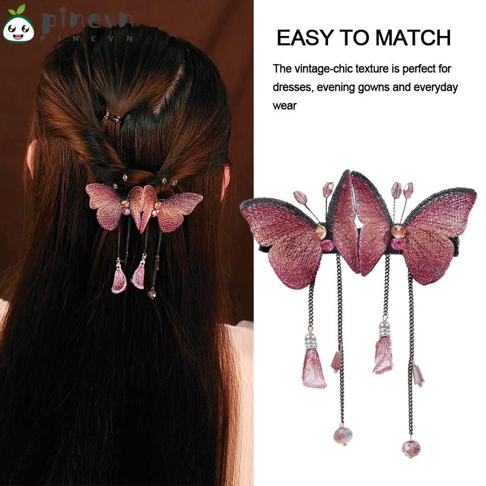 PINEVN Kẹp Tóc Tua Rua Đính Đá Thiết Kế Mới