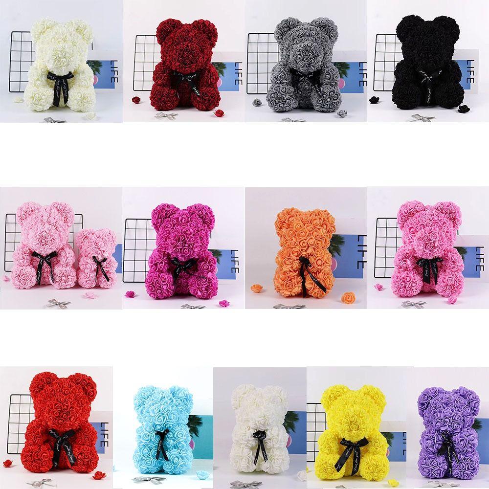 MALCOLM Gấu Bông Teddy Thắt Nơ Hoa Hồng Nhiều Màu Sắc Sáng Tạo 18 / 25 / 30CM Dành Cho Nữ