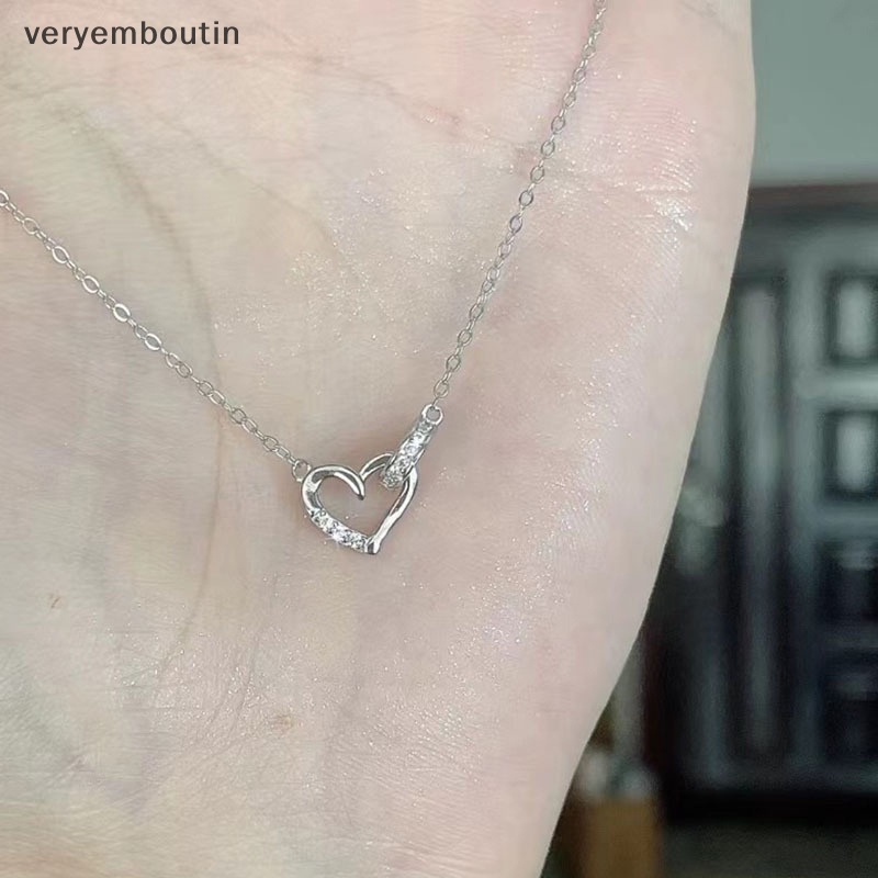 Vòng cổ Bạc Mặt Trái Tim Đính Đá Đơn Giản Thời Trang Cho Nữ