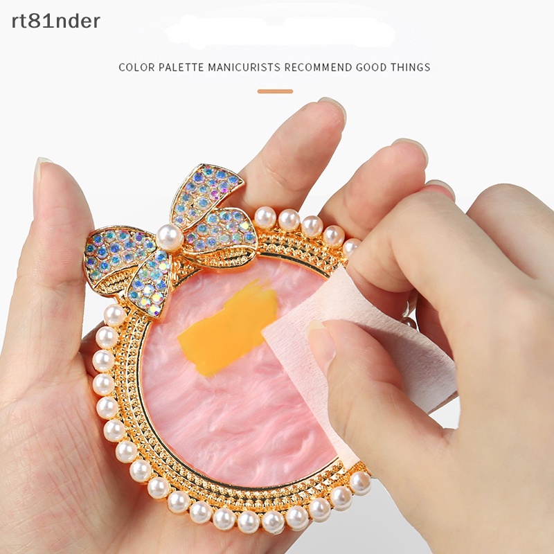 Rt 1 Giá Đỡ Trưng Bày Móng Tay Giả Bằng Nhựa Resin Phối Dây Ruy Băng Đính Ngọc Trai Dùng Trong Salon