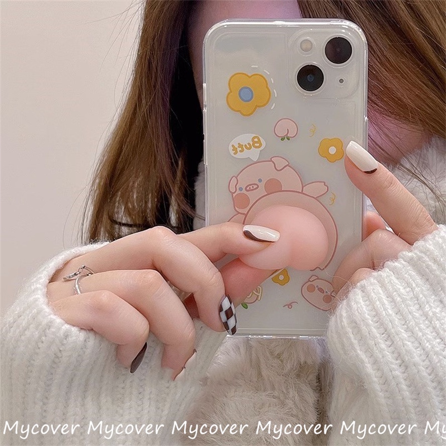 Ốp Điện Thoại Silicon Mềm Hình Mông Cún / Heo / Quả Đào 3D Cho iPhone 11 12 13 14 Pro Max X Xr Xs 8 7 6 Plus SE 2020