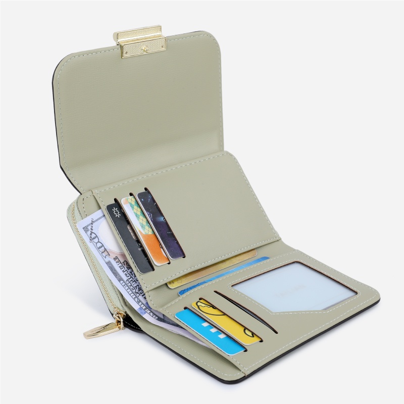 Ví Gấp Ba Đa Năng Màu Trơn Thời Trang Cho Nữ