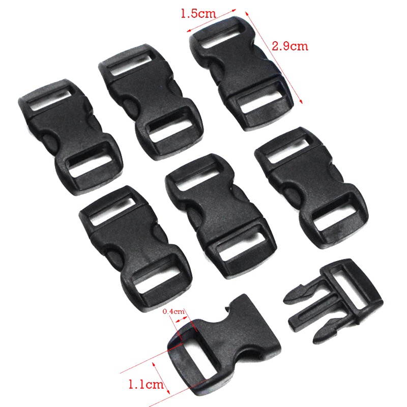 100 miếng cong bên phát hành khóa nhựa màu đen 3/8 10mm móc cài thay thế cho vòng đeo tay ba lô túi trang trí