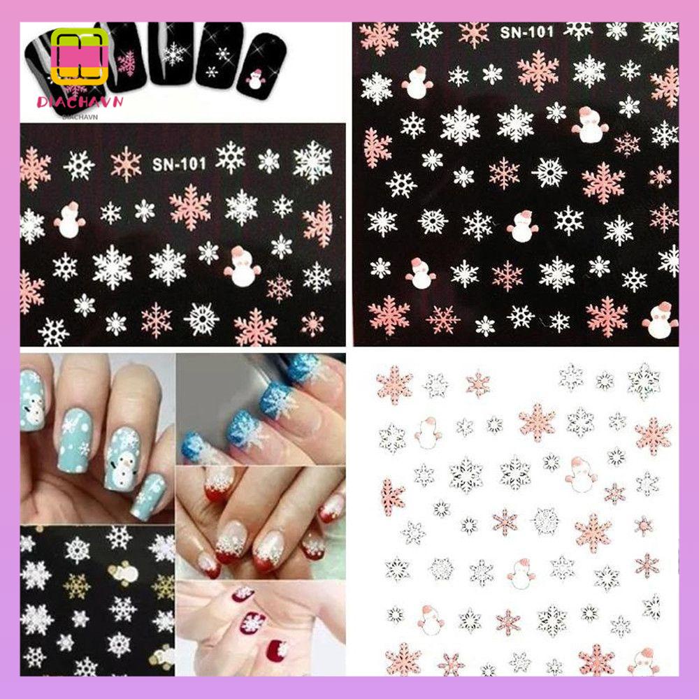 DIACHAVN Set 2 Miếng Dán Trang Trí Móng Tay Hình Bông Tuyết DIY Thời Trang Dành Cho Nữ