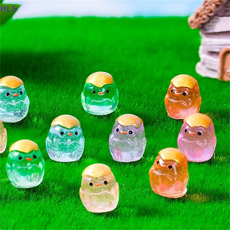 Bộ 5 Tượng Gà Con Hoạt Hình Mini Màu Dạ Quang Trang Trí Tiểu Cảnh