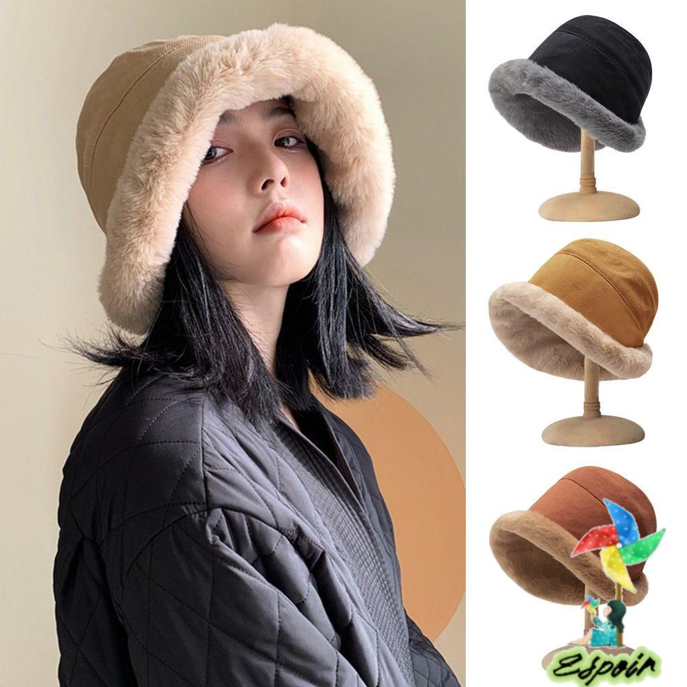 ESPO Mũ Bucket Chất Liệu Nhung Ấm Áp Thời Trang Mùa Đông