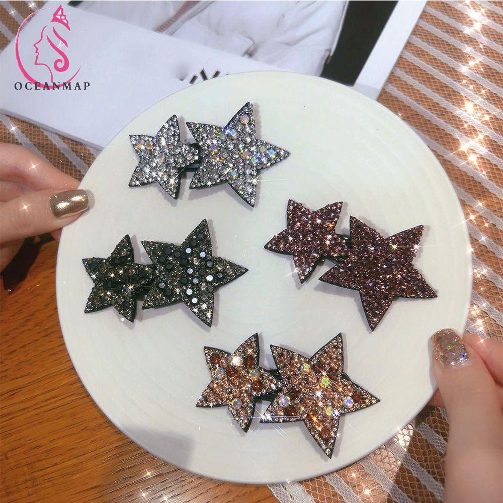 OCEANMAP Kẹp Tóc Hình Ngôi Sao Năm Cánh Đính Đá Cho Nữ