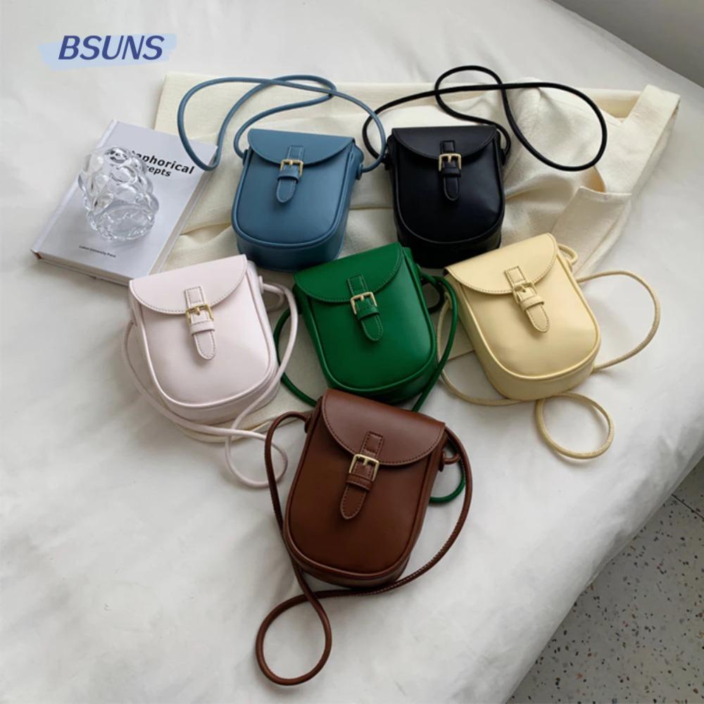 BSUNS Túi Đeo Chéo Da PU Màu Trơn Sức Chứa Lớn Thời Trang Cho Nữ