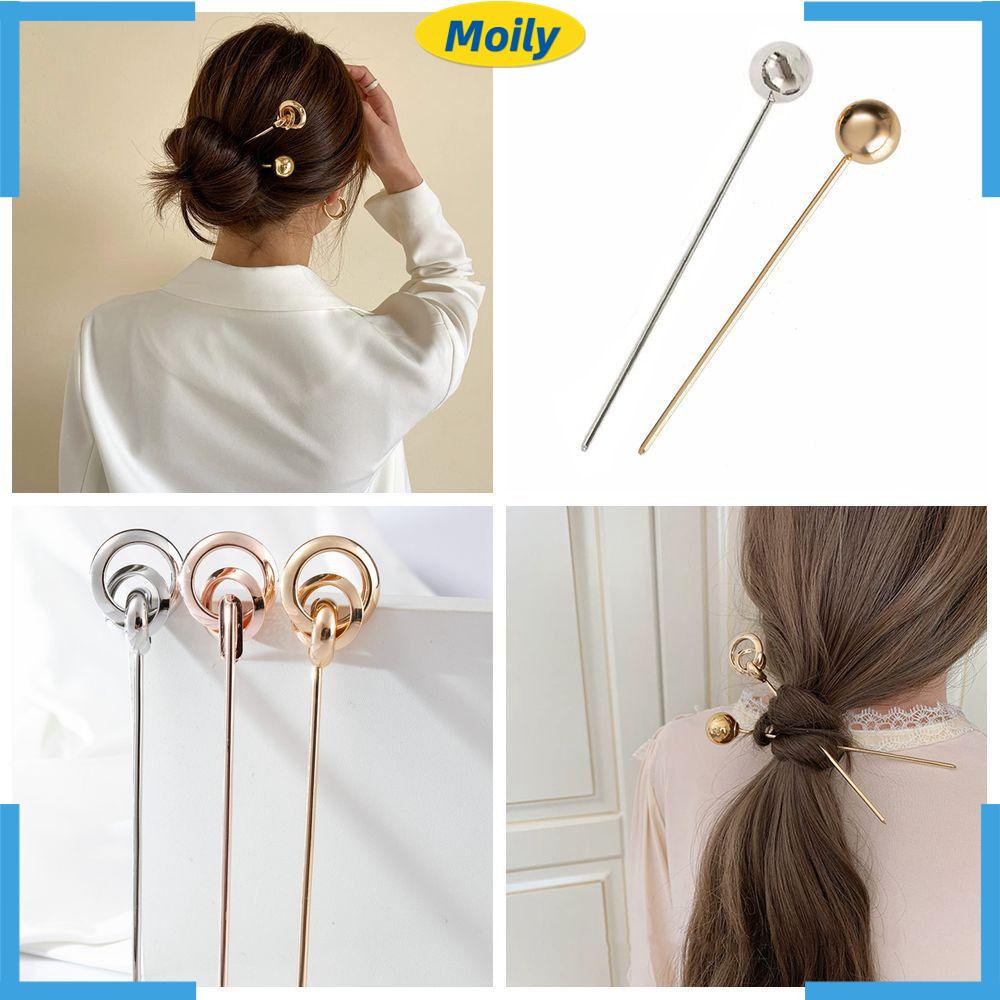 MOILYVN Trâm Cài Tóc Kim Loại Màu Sắc Bạc Cho Nữ