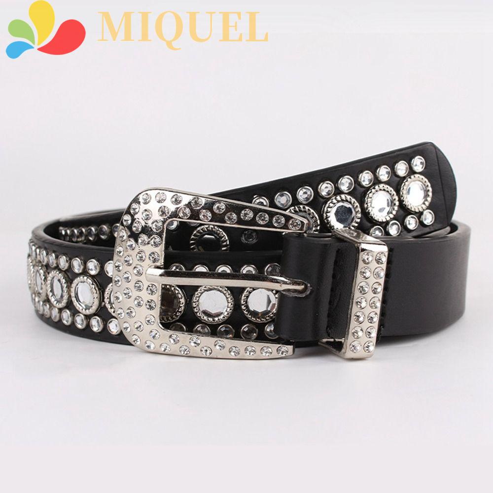 MIQUEL Thắt Lưng Da PU Có Khóa Gài Màu Bạc Thời Trang Cho Nam Và Nữ