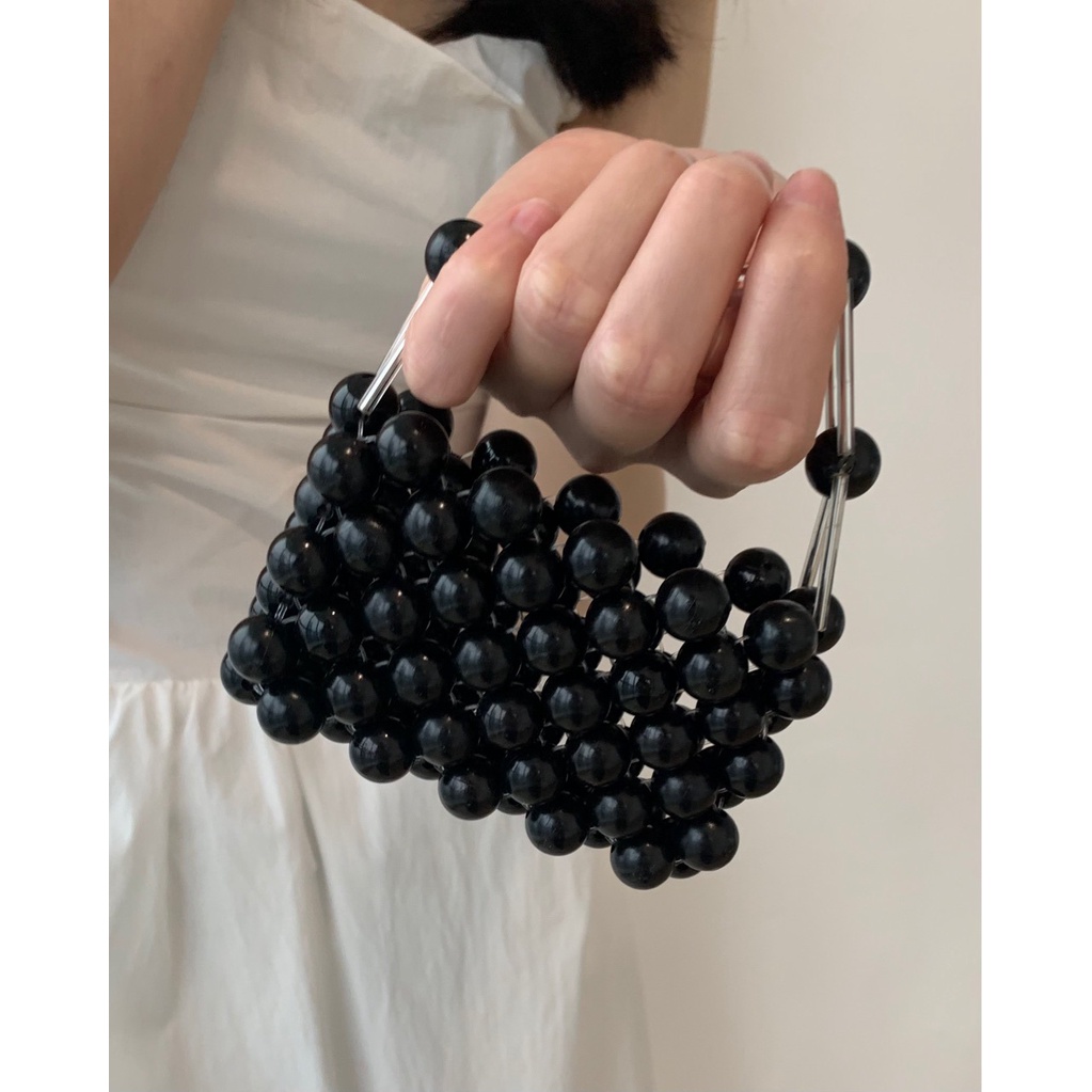 Túi Xách JASMIN NOIR Đeo Chéo Mini Hình Vuông Đính Ngọc Trai Đơn Giản Xinh Xắn Dành Cho Nữ