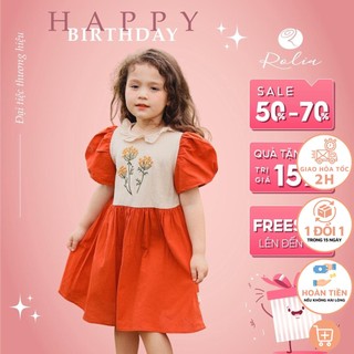 Váy bé gái tay bồng thêu hoa ROLIA Alice Dress chất thô Hàn cao cấp lên dáng tiểu thư cho bé VT108