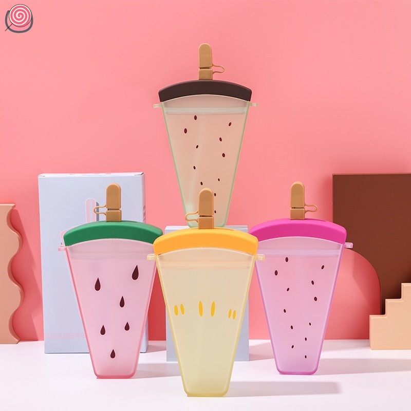 Bình Nước Bằng Nhựa Có Ống Hút Và Dây Đeo Tùy Chỉnh Dễ Thương Cho Bé