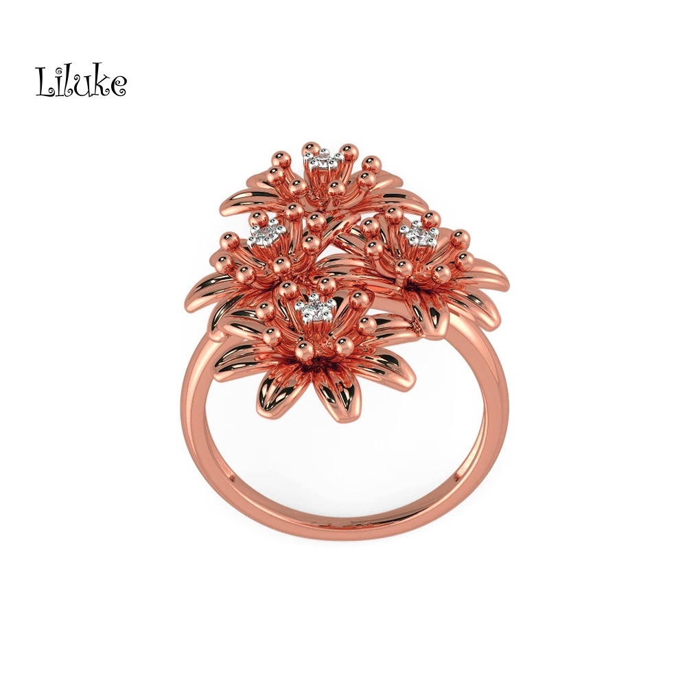 Nhẫn Mạ Bạc Trang Trí Hoa Đính Đá Thời Trang Cho Nữ