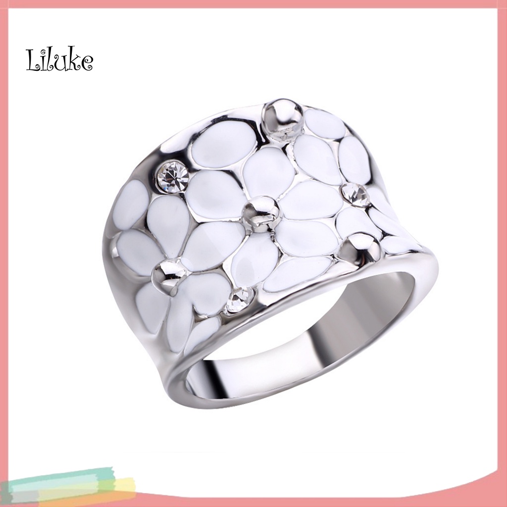 Nhẫn Hợp Kim Trang Trí Hoa Đính Đá Kiểu Dáng Thời Trang Cho Nữ