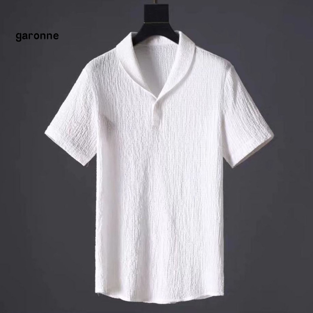 Bộ Trang Phục 2 Mảnh Gồm Áo Sơ Mi Tay Ngắn Cổ Bẻ + Quần Lưng Thun Dây Rút Thời Trang Cho Nam