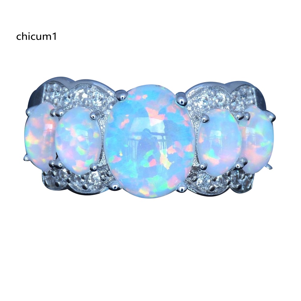 Nhẫn Đính Hôn Đính Đá Opal Nhân Tạo Hình Oval Thời Trang Dành Cho Nữ