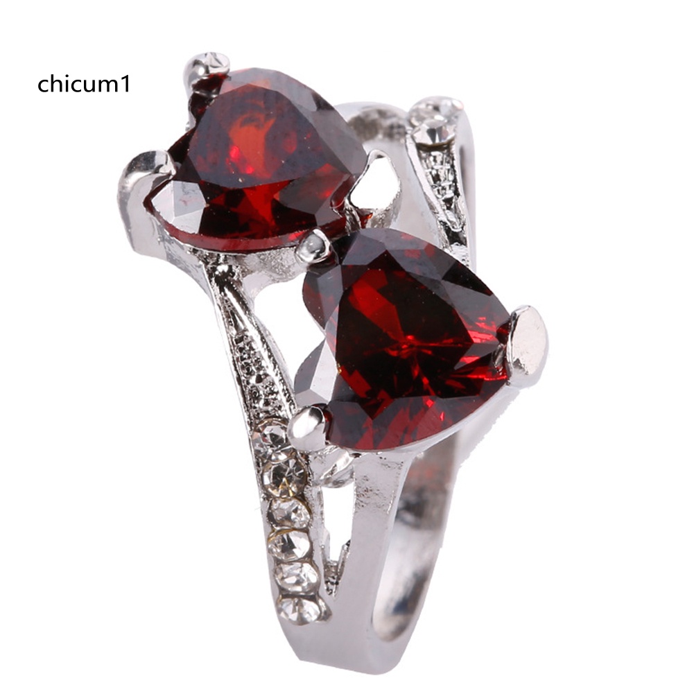 Nhẫn Mạ Bạc Đính Đá Zircon Hình Trái Tim Sang Trọng