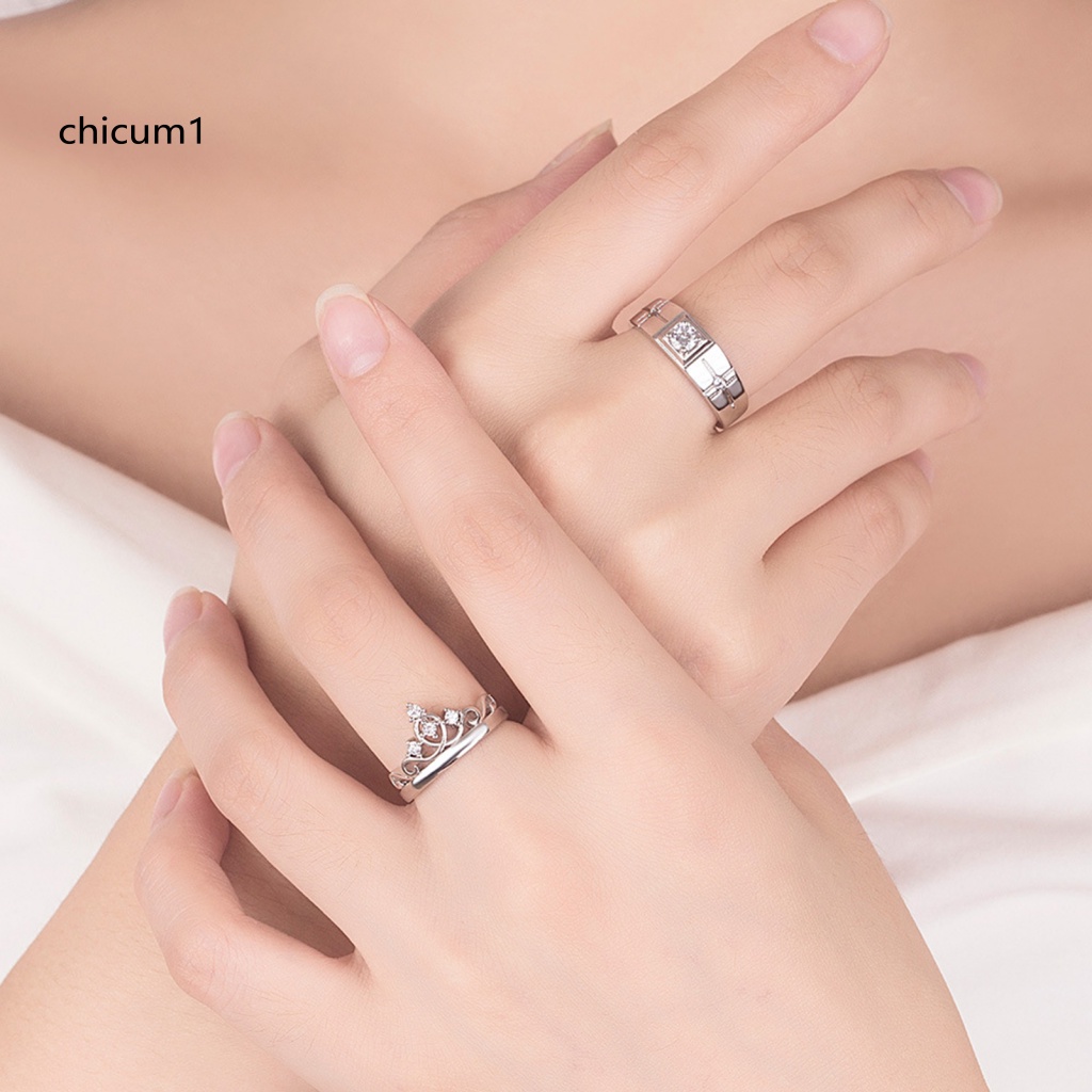 Nhẫn Cưới CC Hình Vương Miện Trái Tim Lấp Lánh Thời Trang