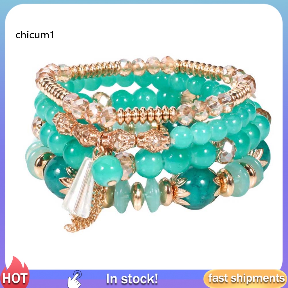 Set 4 Vòng Tay Chuỗi Hạt Phong Cách Boho