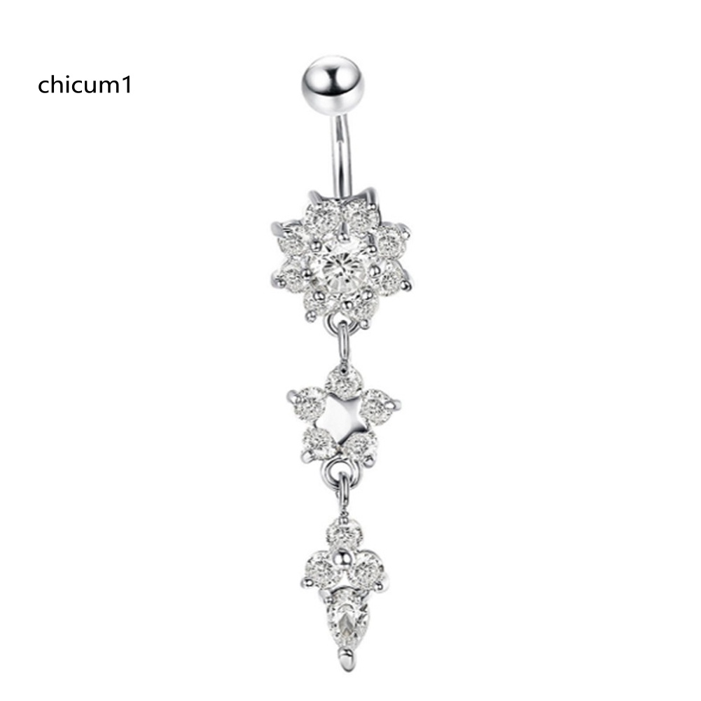 Khuyên RốN HìNh Hoa BằNg ThéP Không Gỉ ĐíNh Đá Xinh XắN
