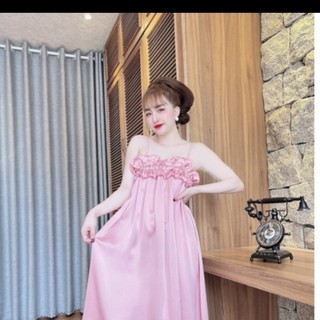 Đầm Ngủ Vải Phi Lụa Mềm Mịn Freesize Dưới 60kg