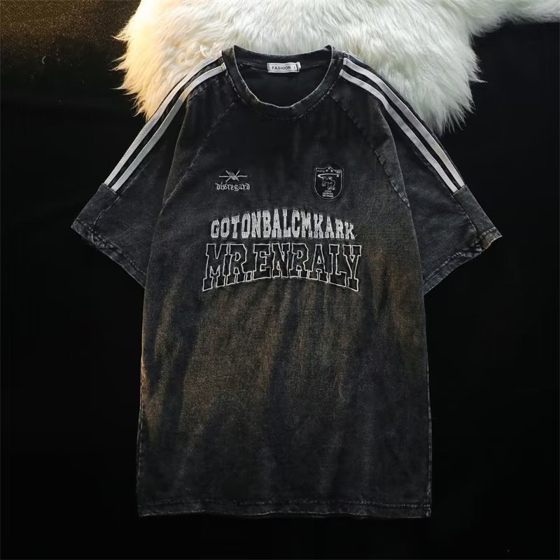 Áo Thun Unisex Tay Ngắn In Hình Phong Cách Đường Phố Cổ Điển Đường Phố Nước Giặt Rửa Được Kiểu Mỹ Mùa Hè Cho Nam Và Nữ