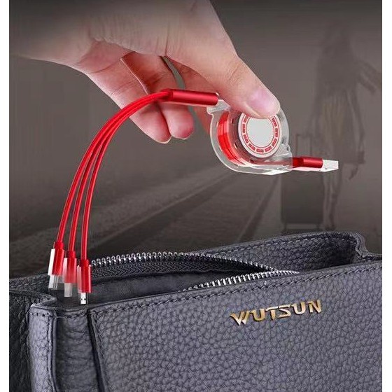 Dây Cáp Sạc 3 đầu đa năng dây rút GL602