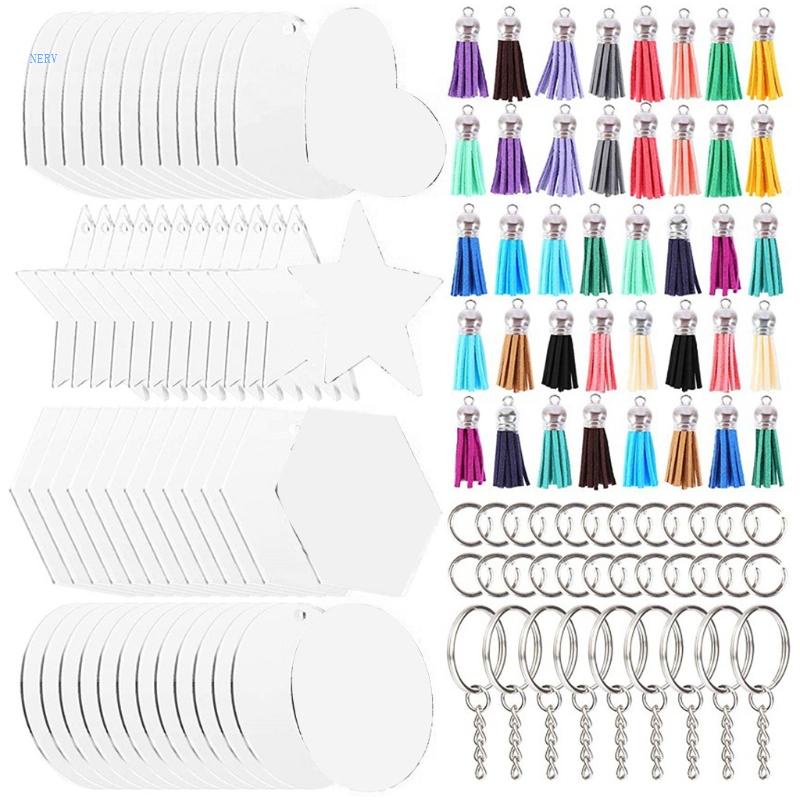 Set Móc Chìa Khóa Bằng Acrylic Hình Ngôi Sao Trái Tim Sáu Mặt Diy Cr