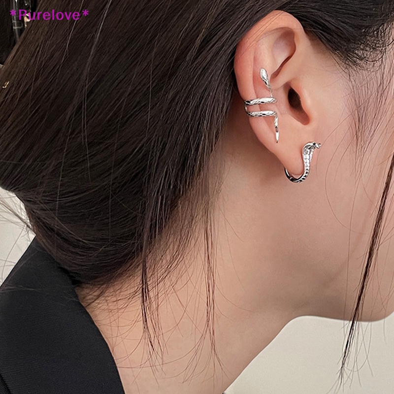 Bông Tai Hình Rắn Đính Đá Zircon Màu Xanh Lá Cây Phong Cách Hip Hop Cá Tính Cho Nam Và Nữ Mới