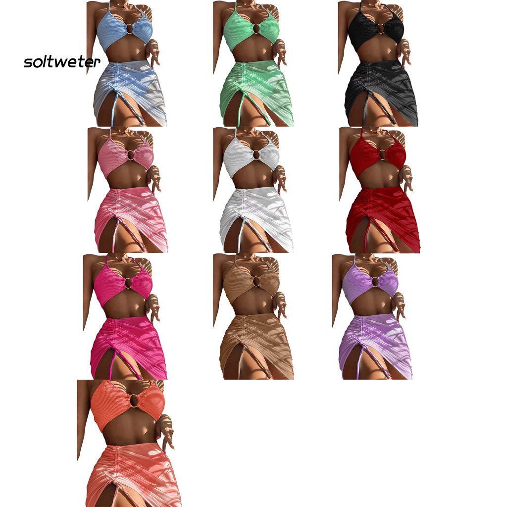 Bộ Bikini 3 Mảnh Màu Sắc Thời Trang Gợi Cảm Cho Nữ