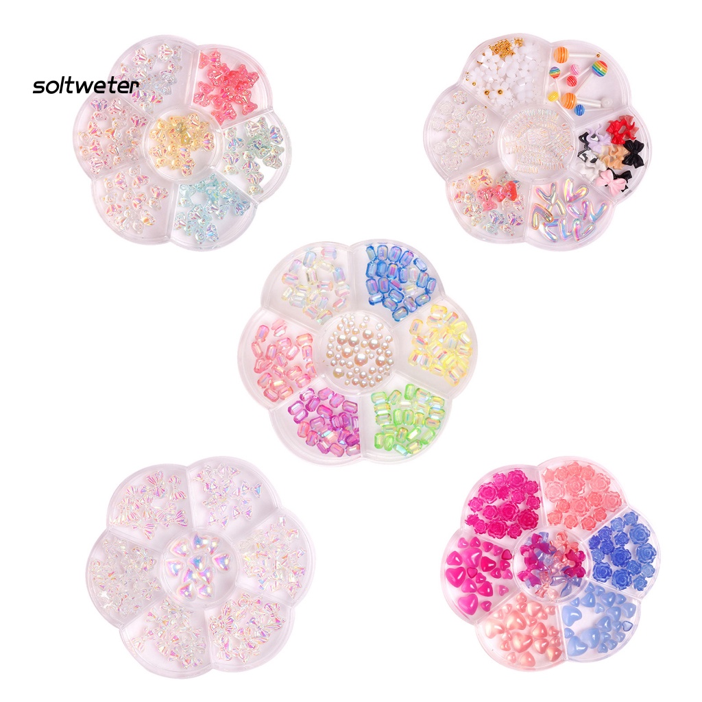 Bộ Phụ Kiện Đá Đính Trang Trí Móng Nghệ Thuật Hình Gấu / Nơ / Trái Tim