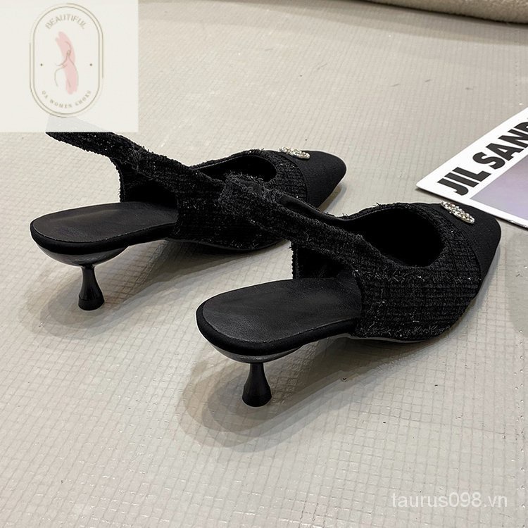 Sandal Cao Su PU Gót Vừa Phong Cách Thời Trang Mới 2023