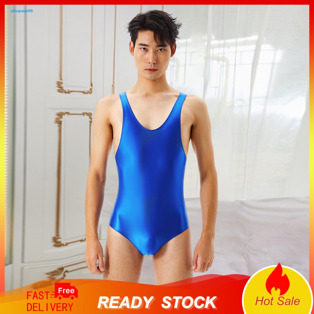 Bộ Đồ Lót Áo Liền Quần Bằng Lụa Màu Sắc Trơn Độ Co Giãn Cao Quyến Rũ Cho Nam