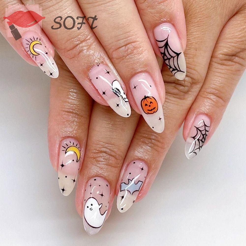 SOFTNESS Bộ Móng Tay Giả Đầu Nhọn Dài Vừa Thời Trang Cho Nữ