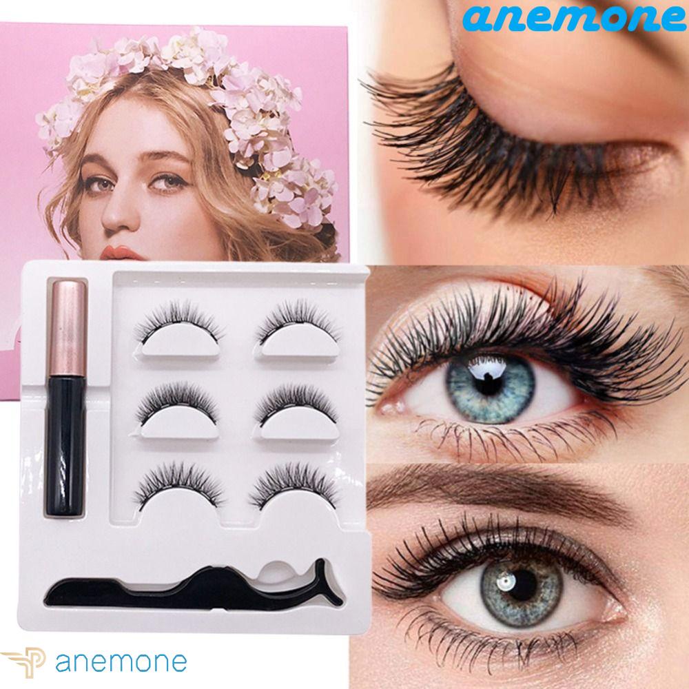 ANEMONE Bộ 3 Cặp Lông Mi Giả 3D Thời Trang Không Keo Dán Có Thể Tái Sử Dụng