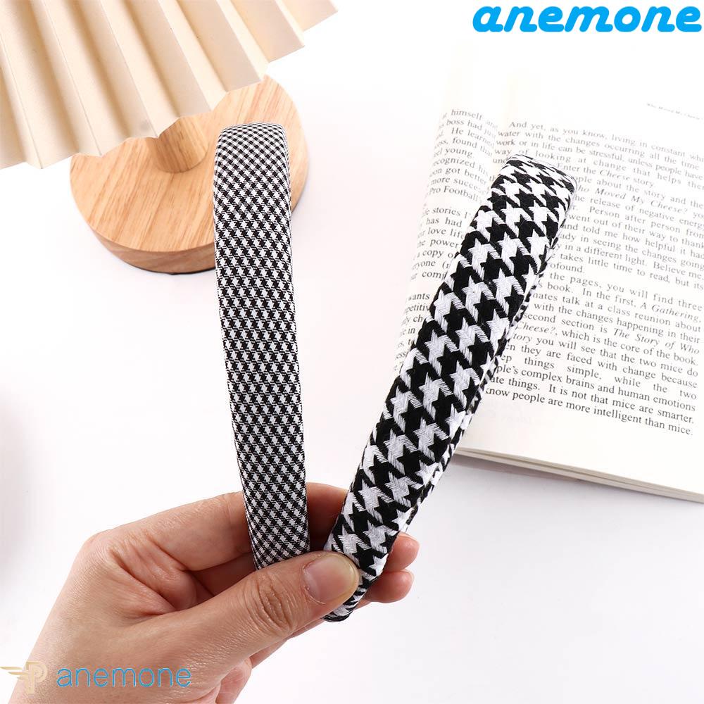 ANEMONE Băng Đô Cài Tóc Bản Rộng Kẻ Sọc Caro Ngọt Ngào Cho Nữ
