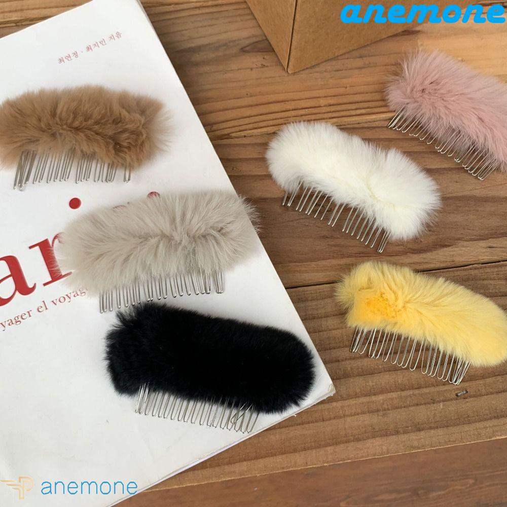 ANEMONE Lược Cài Tóc Lông Nhung Phong Cách Vintage Xinh Xắn Cho Bé Gái