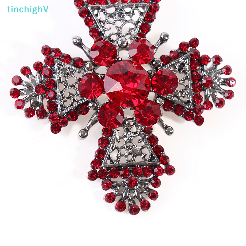 [TinchighV] Trâm Cài Áo Hình Thánh Giá Đính Đá Đỏ Phong Cách Vintage Cho Nữ [Mới]