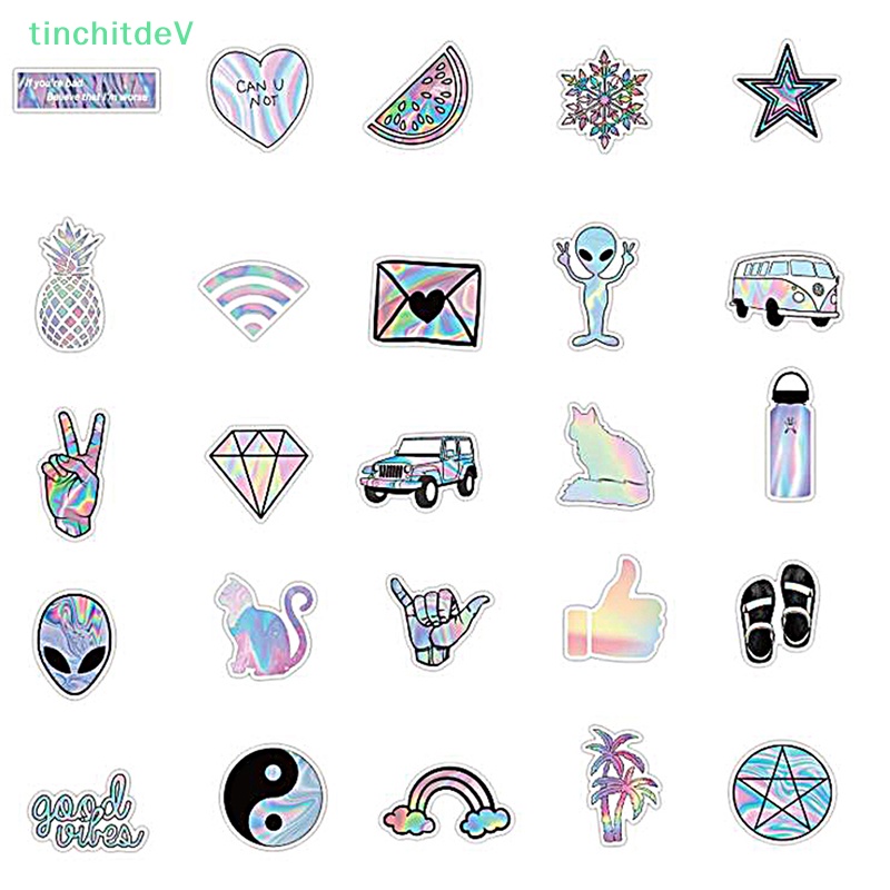 Bộ 50 Miếng Dán Trang Trí Vali Đàn Guitar / Mũ Bảo Hiểm Họa Tiết Graffiti